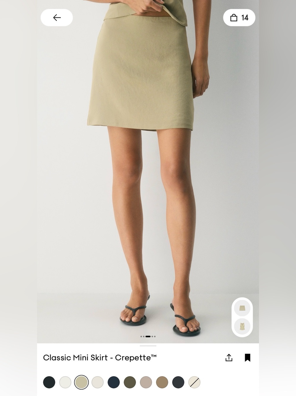 Aritzia Wilfred Crepette Mini Skirt – Martini Olive – Size 8 - Picture 9 of 12